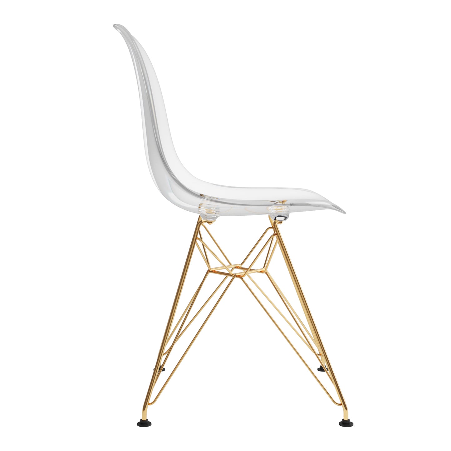 Tower Dining Chair, Clear - Gold Legs