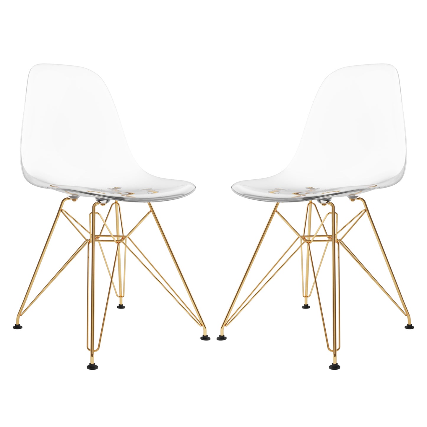 Tower Dining Chair, Clear - Gold Legs