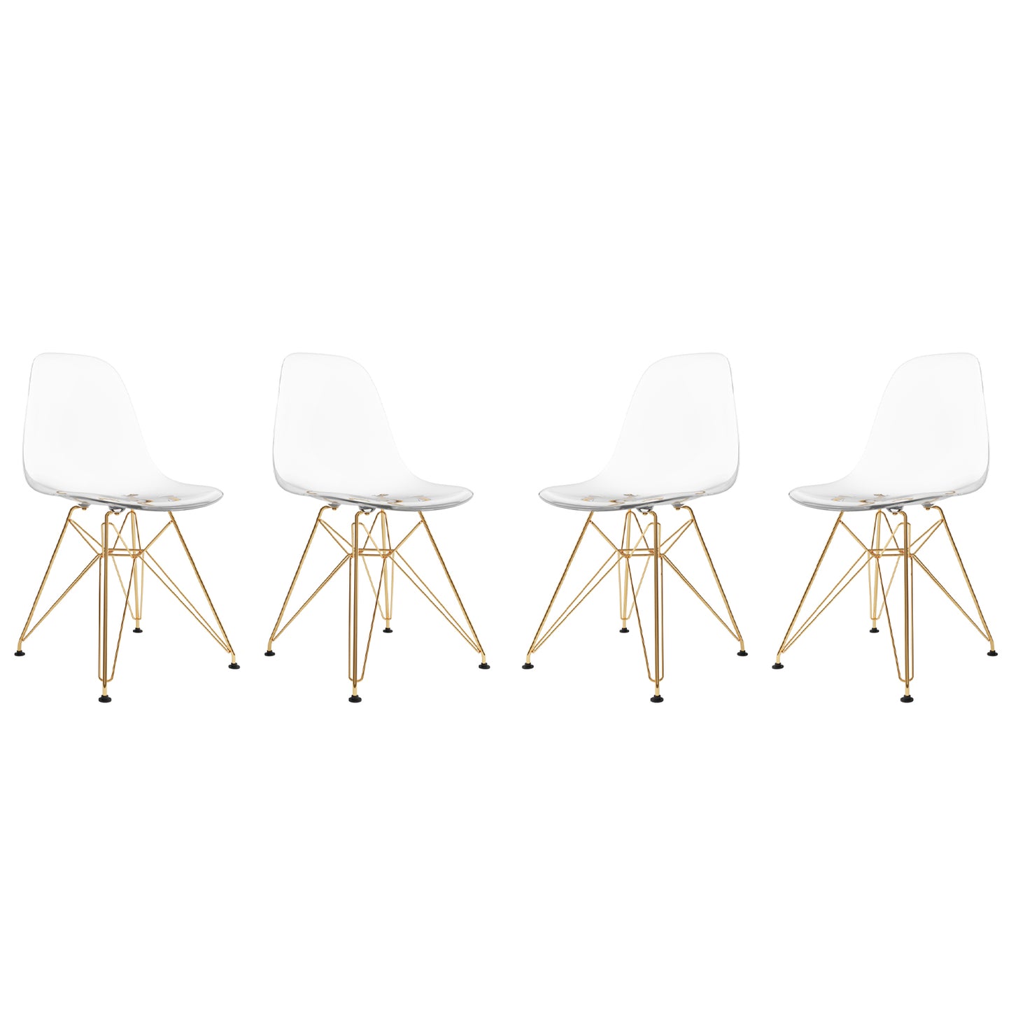 Tower Dining Chair, Clear - Gold Legs