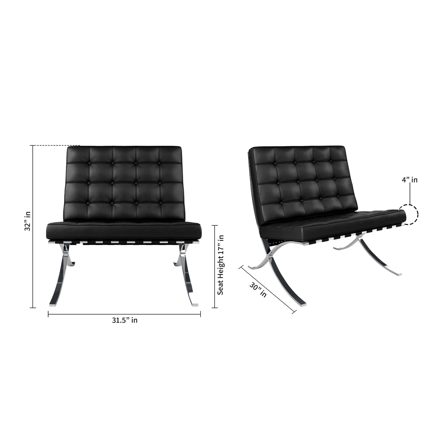 Pavilion Lounge Chair, Black Leather