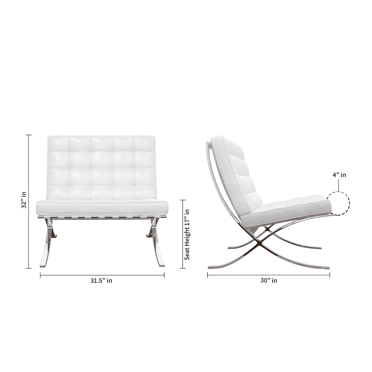 Pavilion Lounge Chair, White Leather