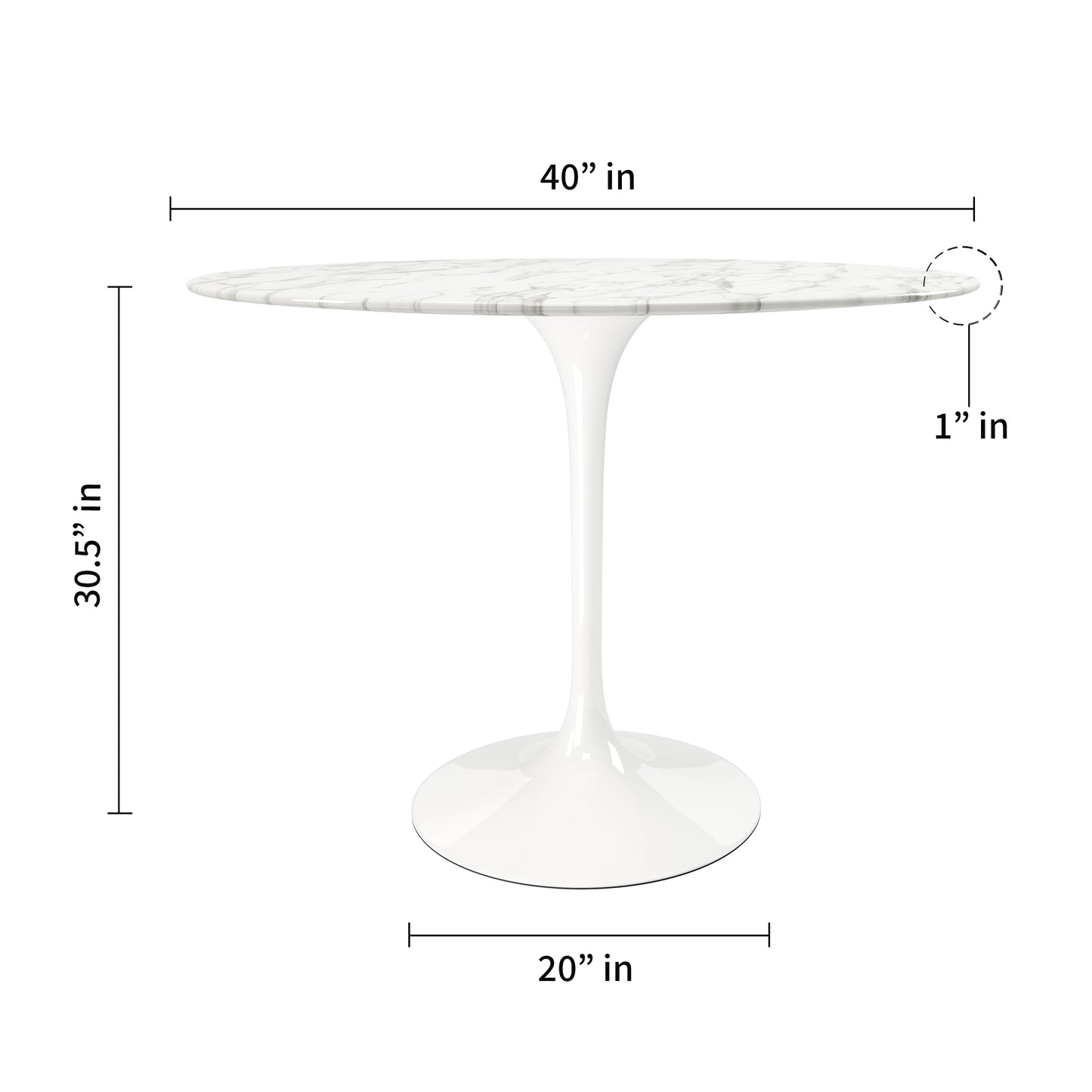 Rose 40" Round Marble Dining Table
