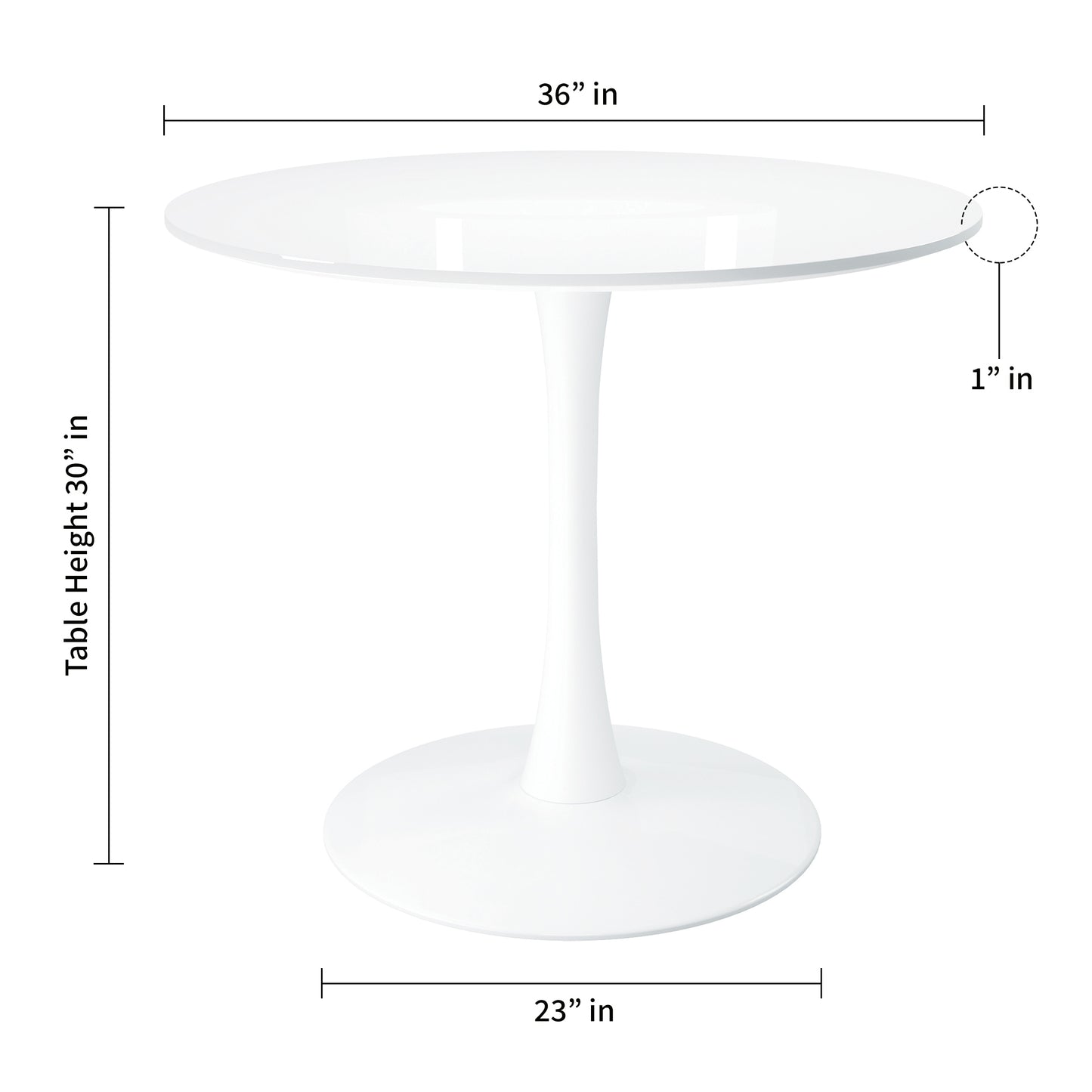 Rose 36" Wood Top Dining Table