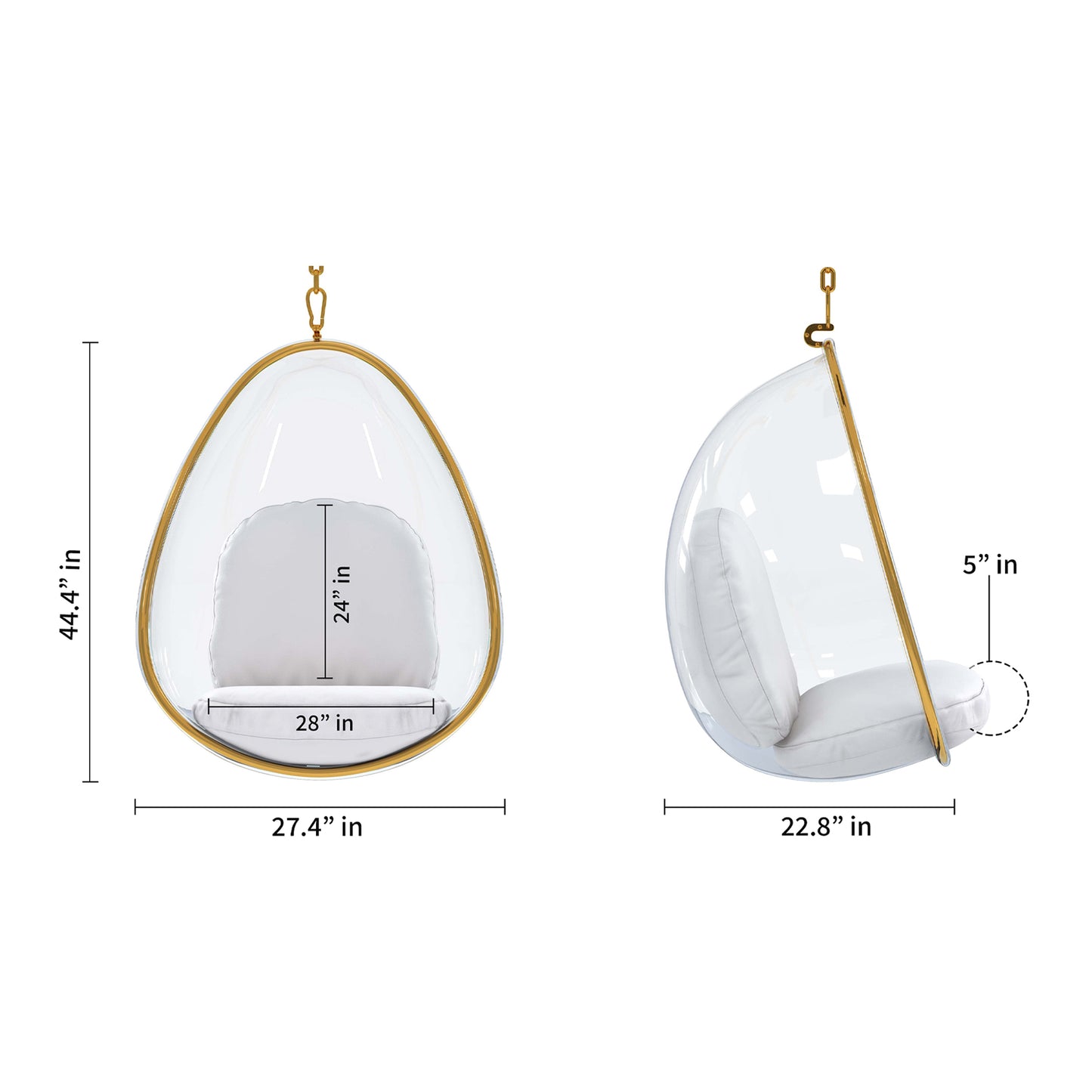 Scoop Hanging Chair - Gold