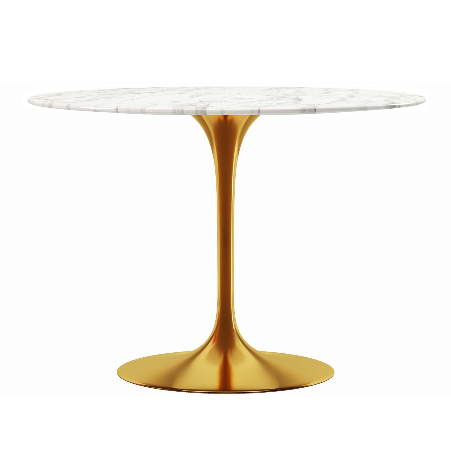 Rose 40" Round Marble Dining Table, Gold Base