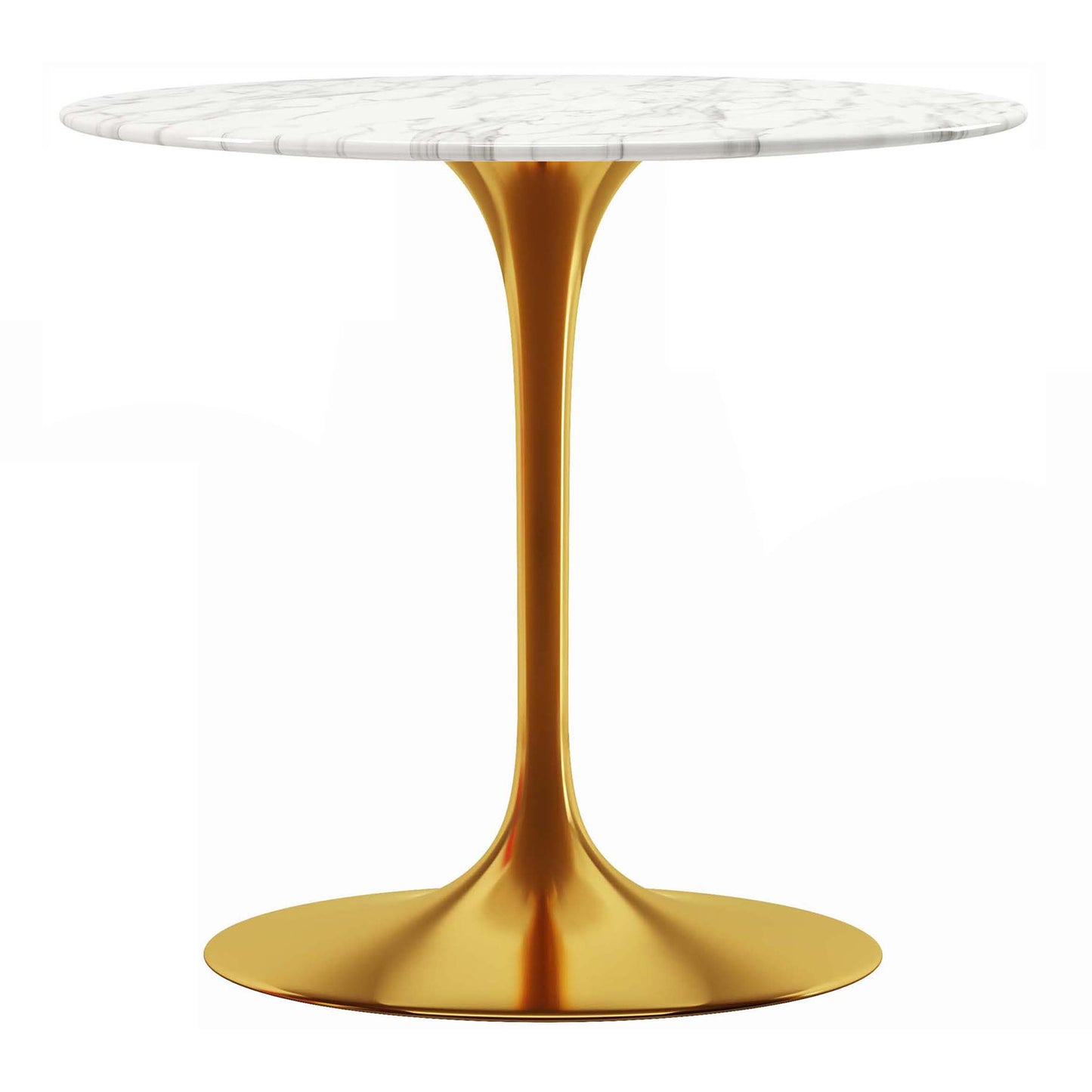 Rose 32" Round Marble Dining Table, Gold Base