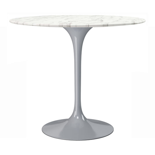 Rose 32" Round Marble Dining Table, Gray Base
