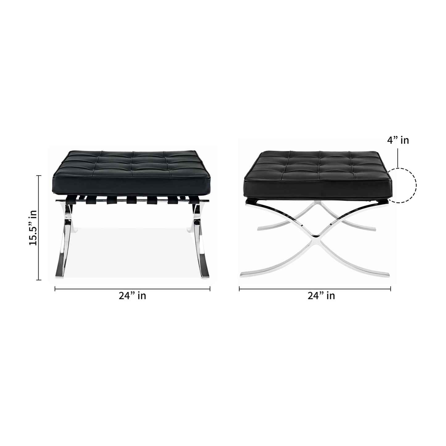 Pavilion Stool, Black Leather