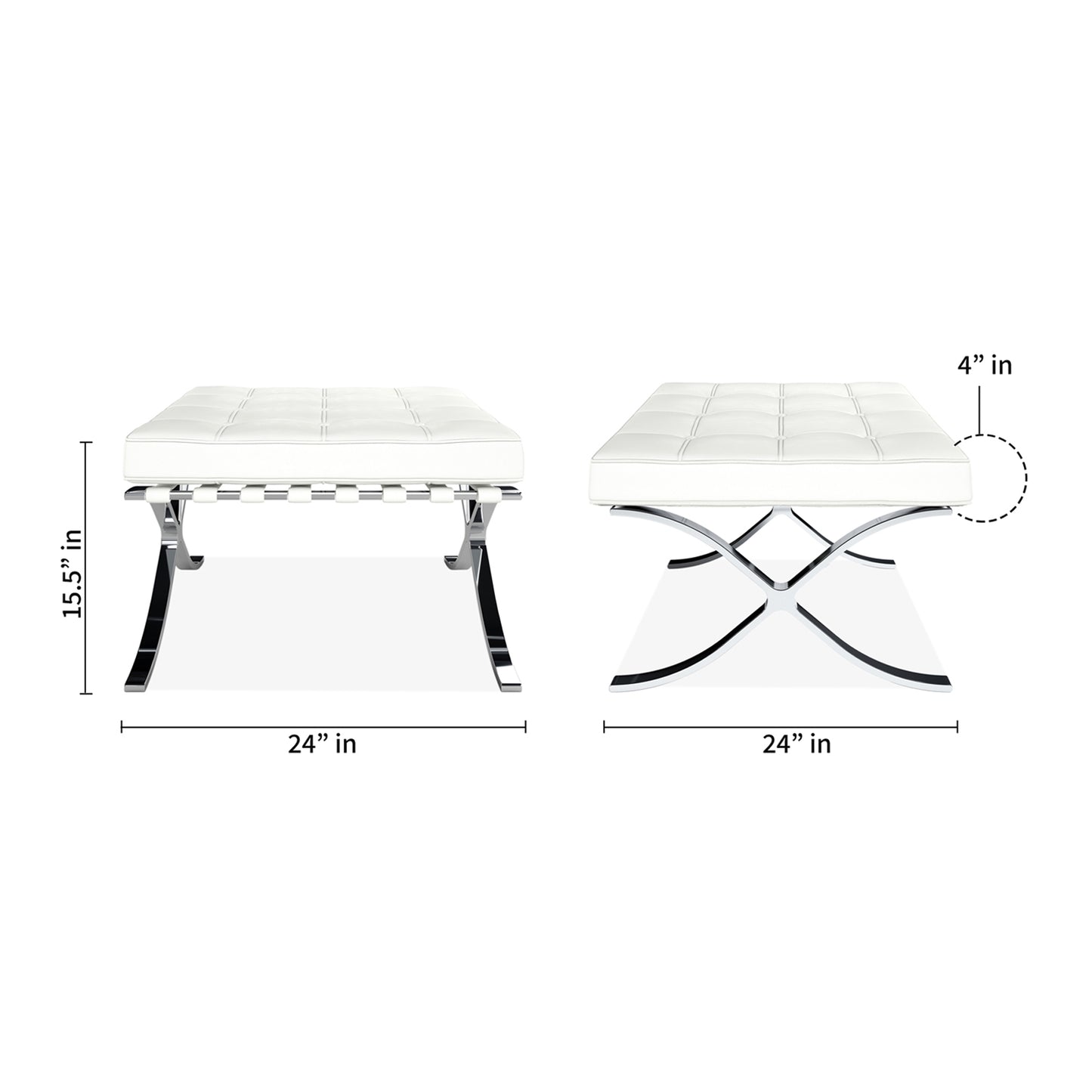 Pavilion Stool, White Leather