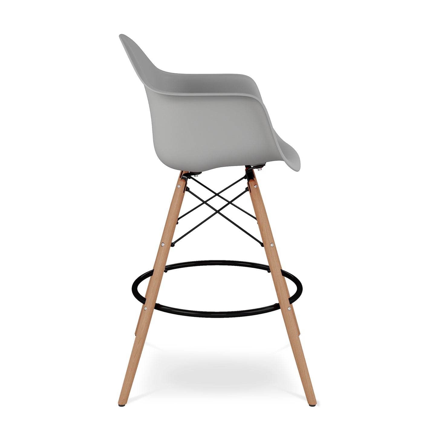 Pyramid Counter Stool With Arms, Gray