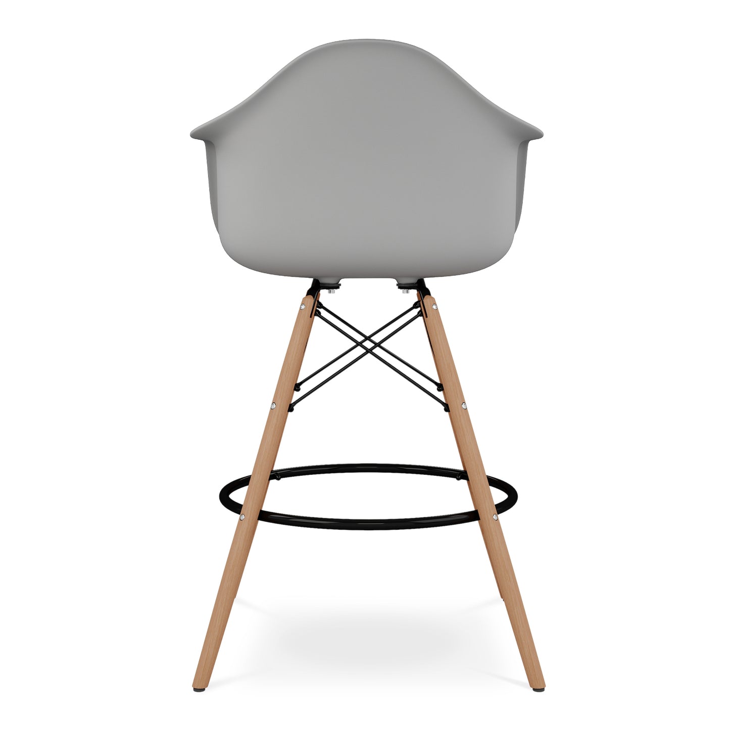 Pyramid Counter Stool With Arms, Gray