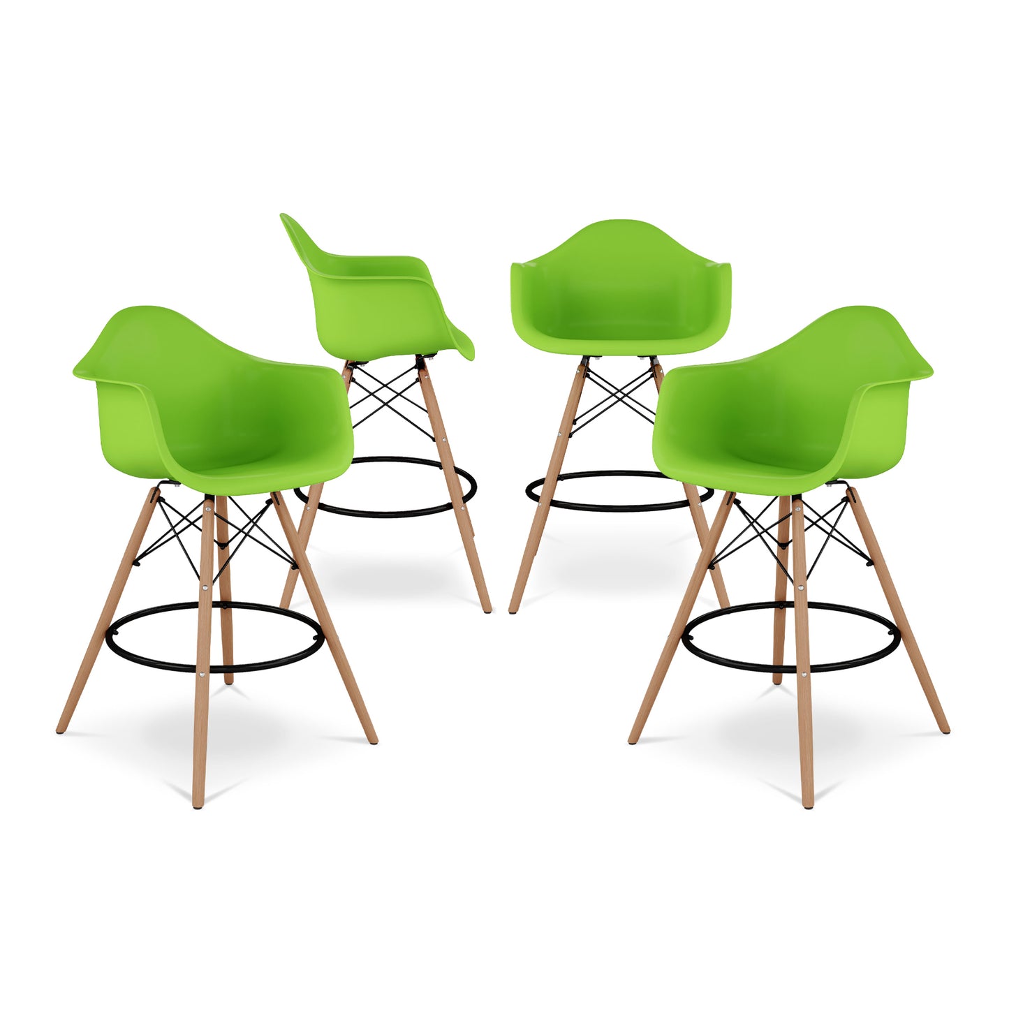 Pyramid Counter Stool With Arms, Green