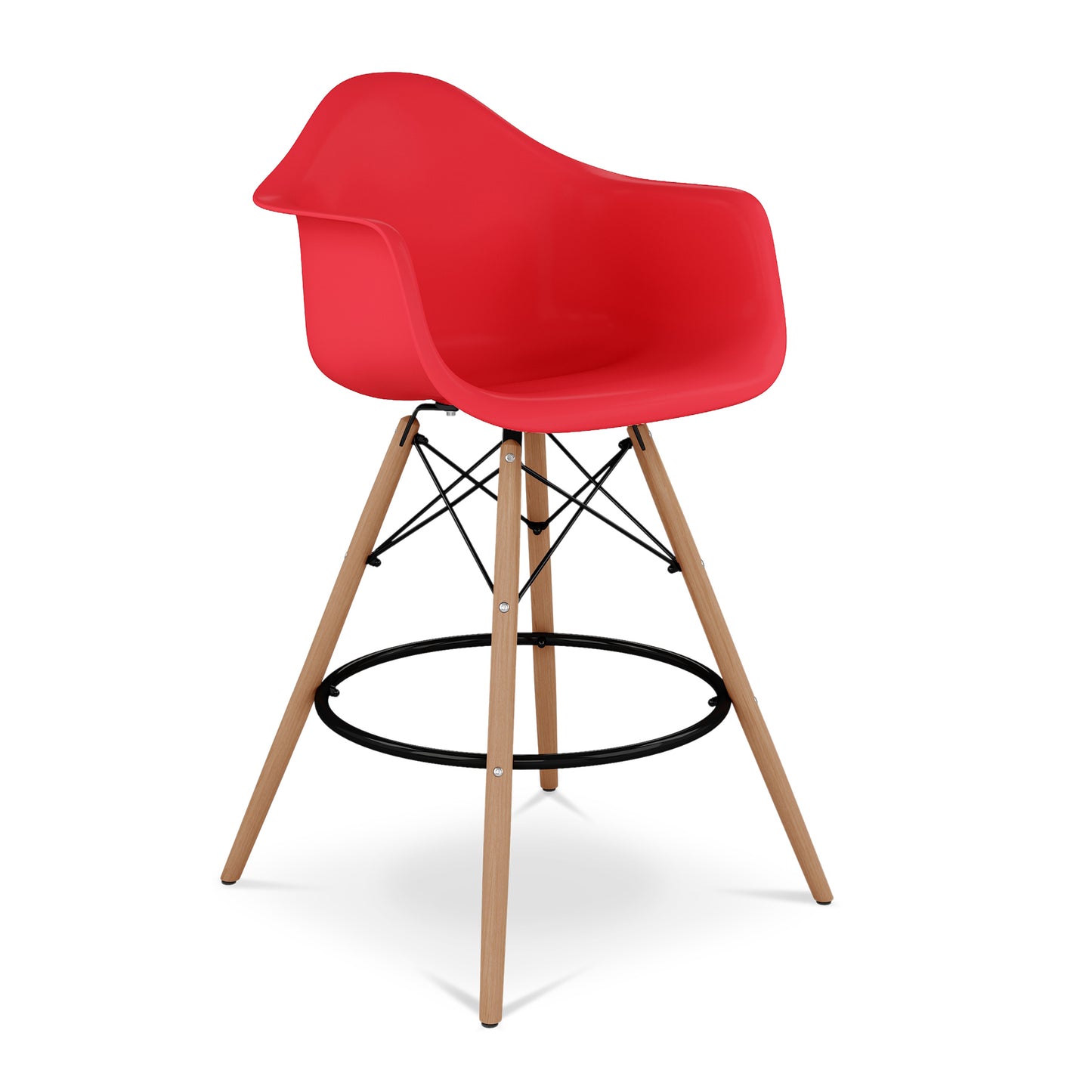 Pyramid Counter Stool With Arms, Red