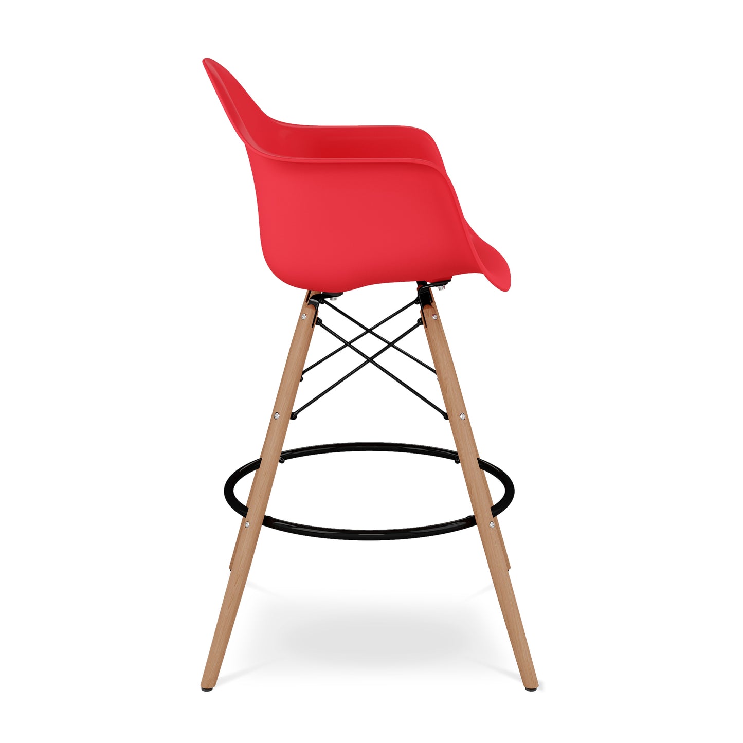 Pyramid Counter Stool With Arms, Red