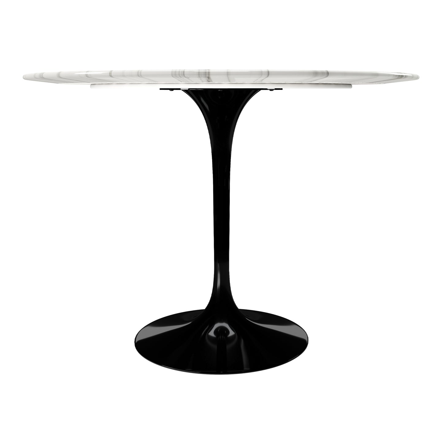 Rose 40" Round Marble Dining Table, Black Base