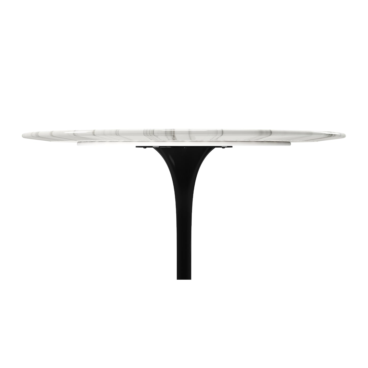 Rose 40" Round Marble Dining Table, Black Base