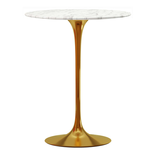 Rose 32" Round Marble Bar Table,  Gold Base