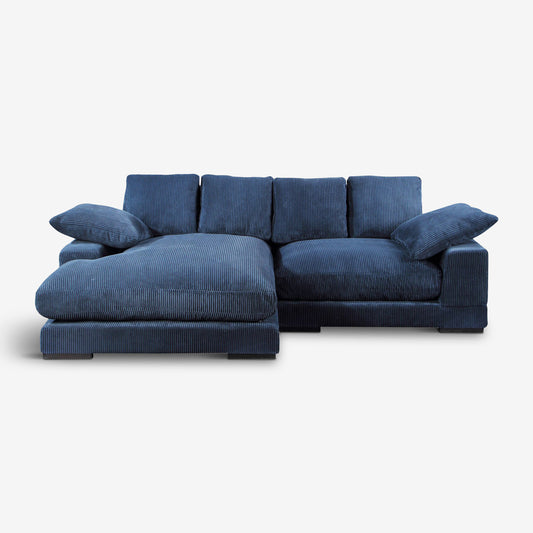Plush Reversible Deep Seat Sectional Sofa, Navy Blue