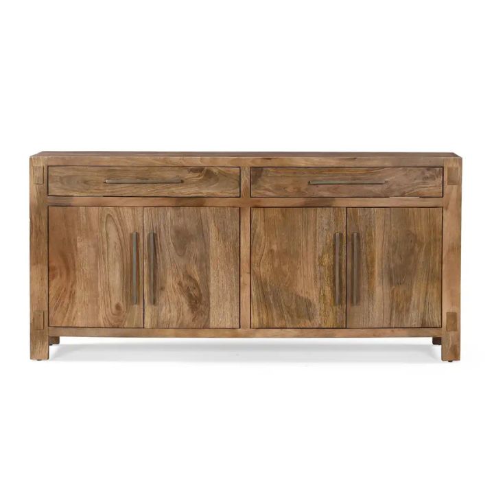 Anna 70" Solid Wood Sideboard, Light Walnut