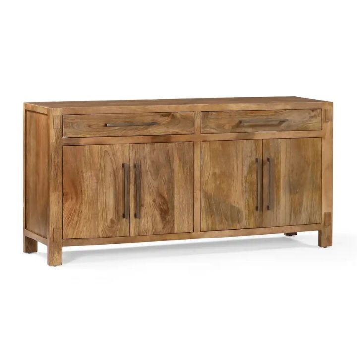 Anna 70" Solid Wood Sideboard, Light Walnut