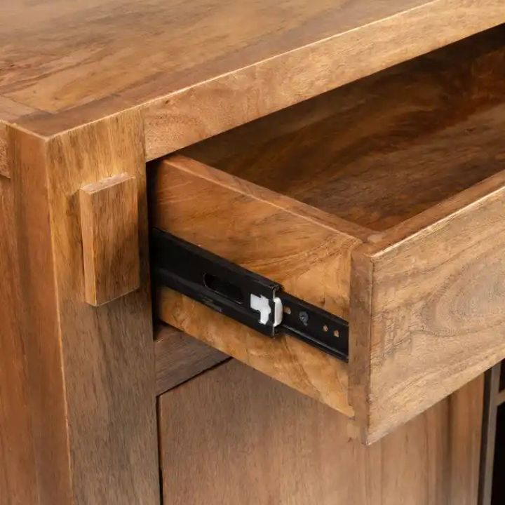 Anna 70" Solid Wood Sideboard, Light Walnut