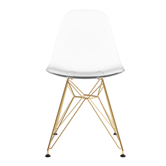 Tower Dining Chair, Clear - Gold Legs