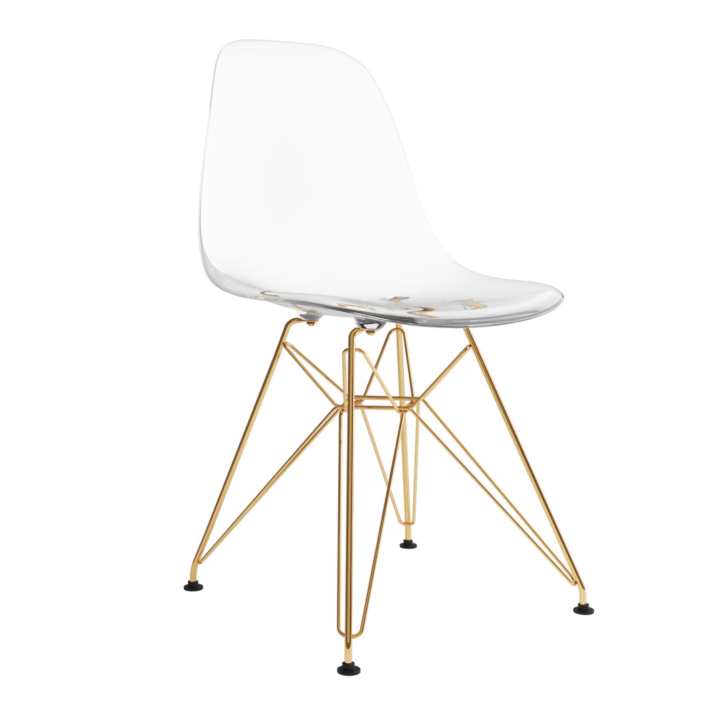 Tower Dining Chair, Clear - Gold Legs