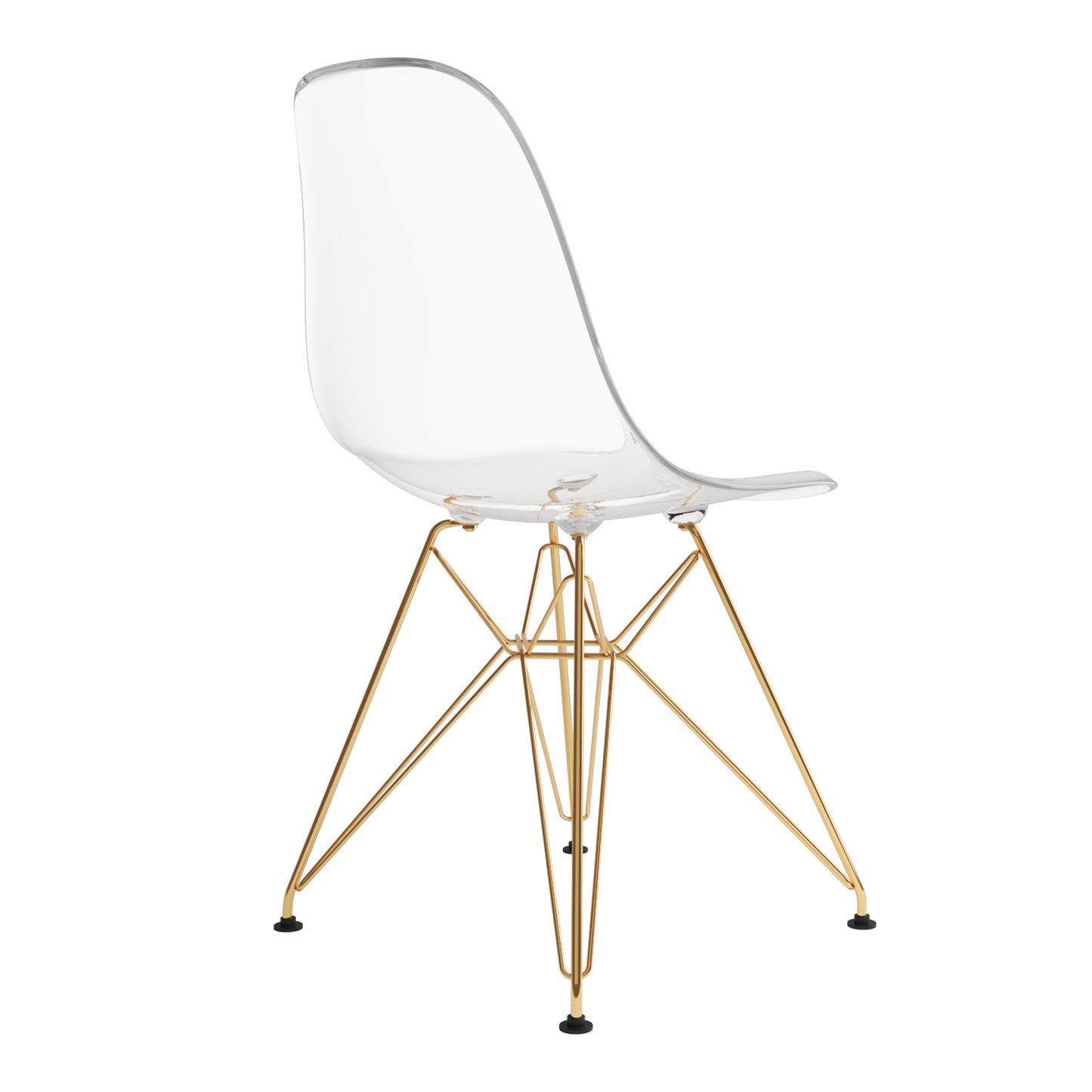 Tower Dining Chair, Clear - Gold Legs