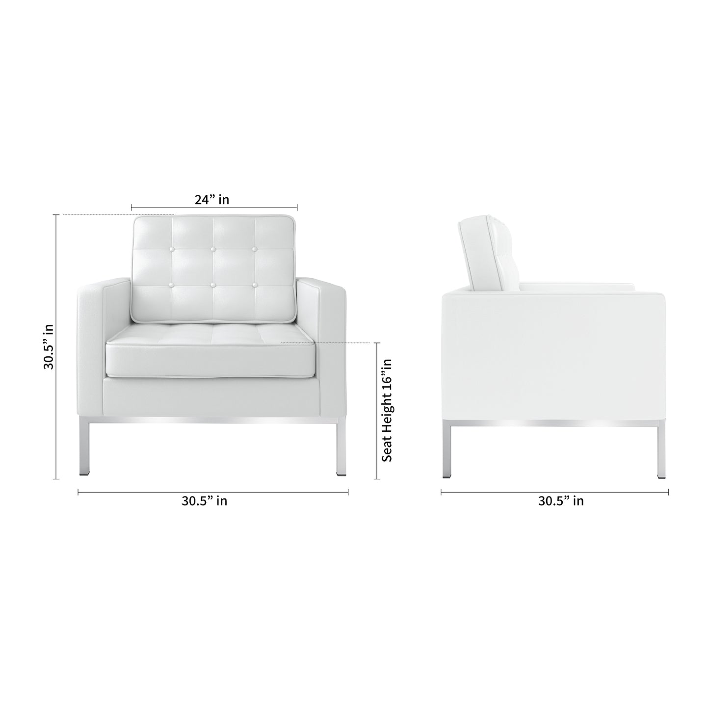 Rolina Armchair, White Leather