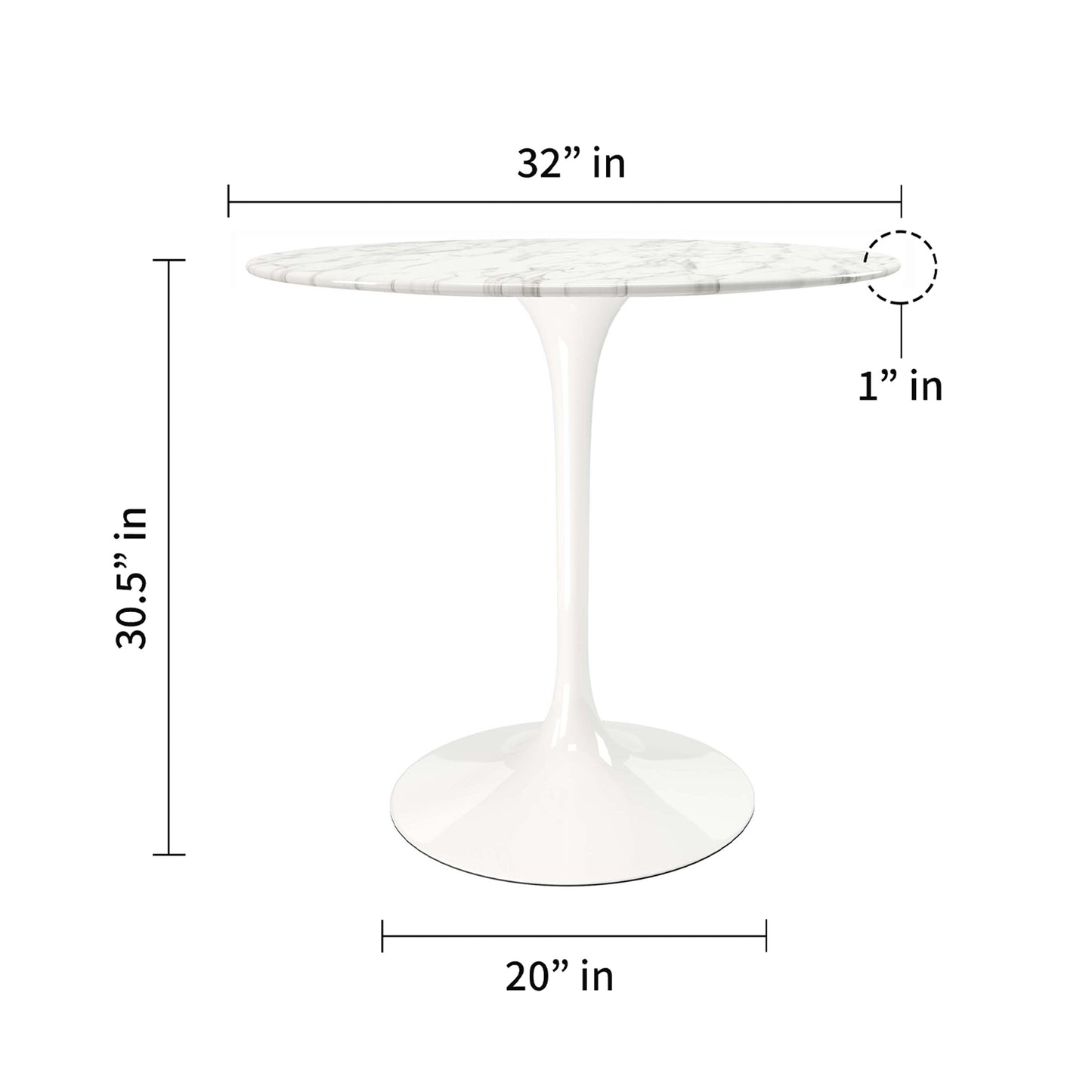 Rose 32" Round Marble Dining Table