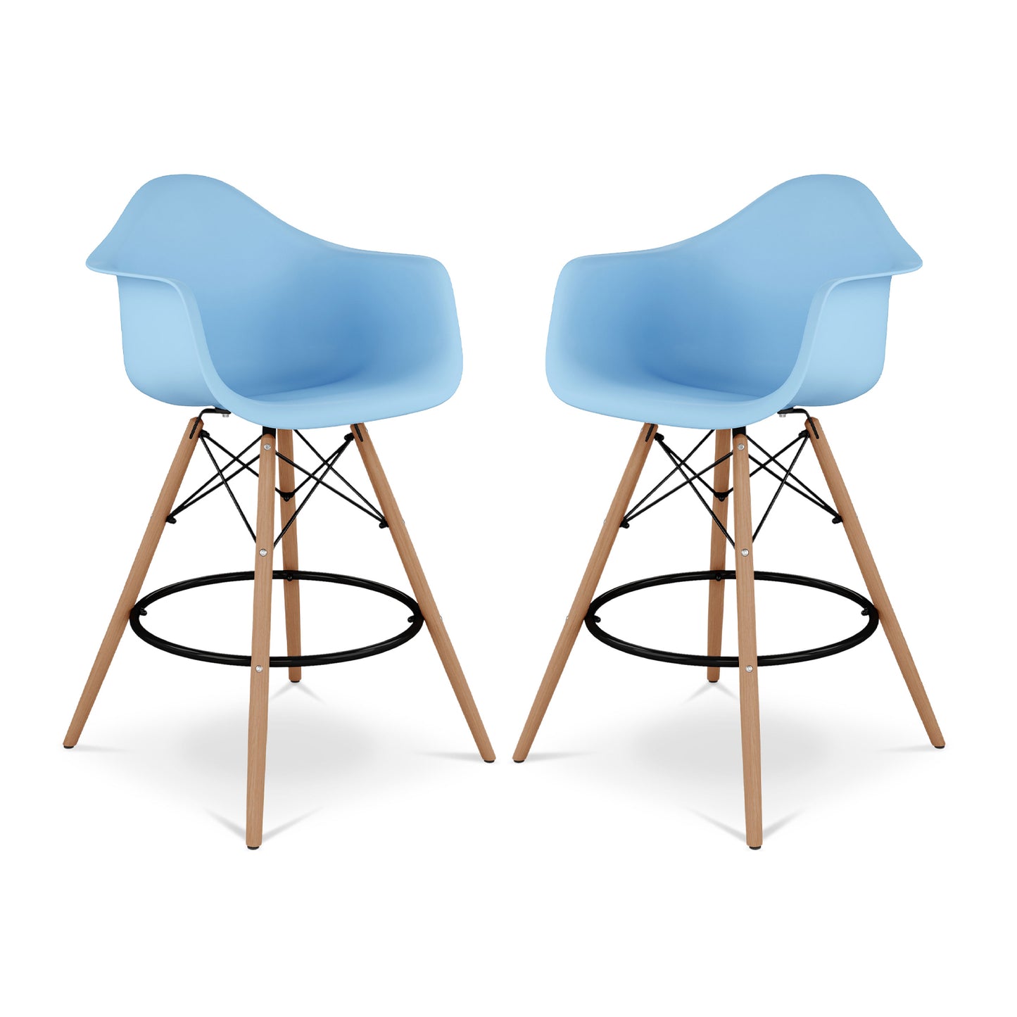 Pyramid Counter Stool With Arms, Blue