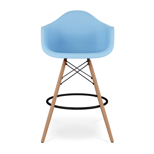 Pyramid Counter Stool With Arms, Blue