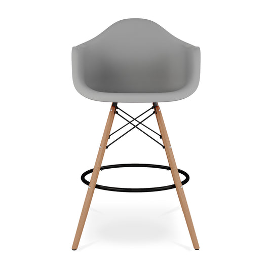 Pyramid Counter Stool With Arms, Gray