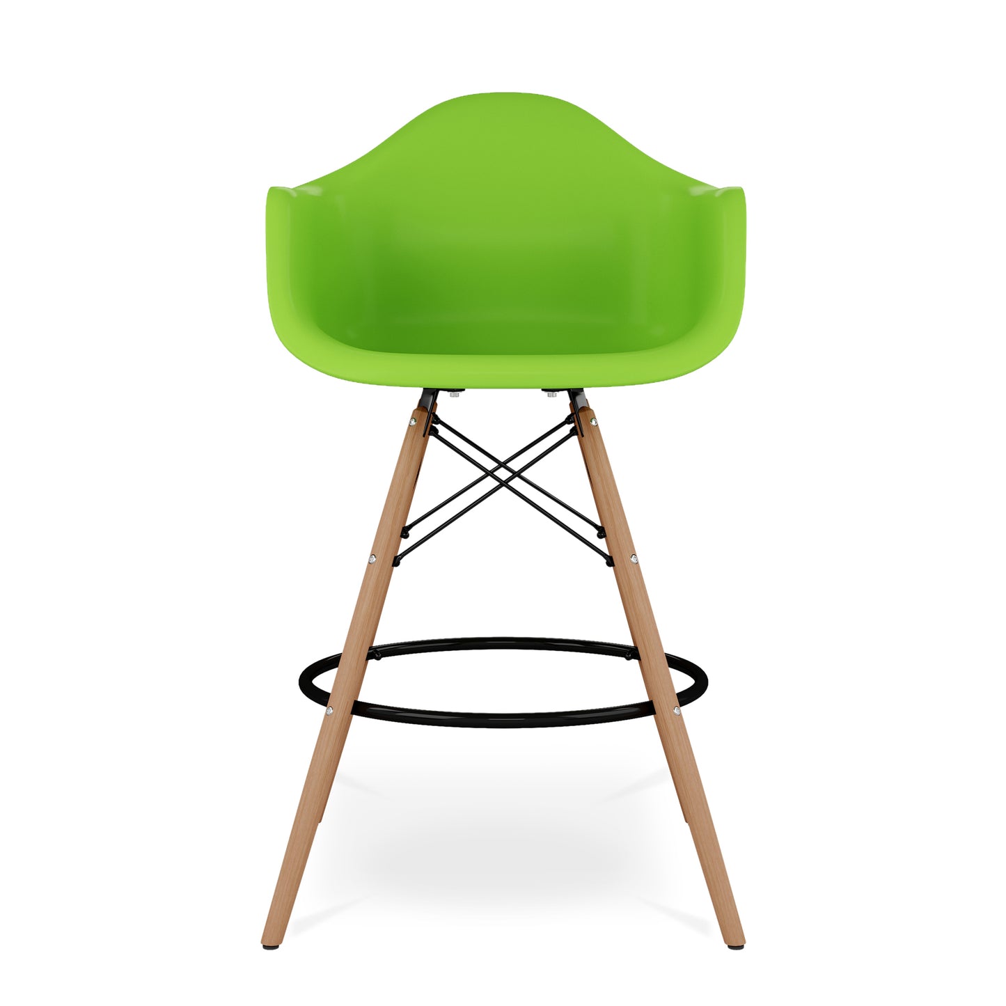 Pyramid Counter Stool With Arms, Green