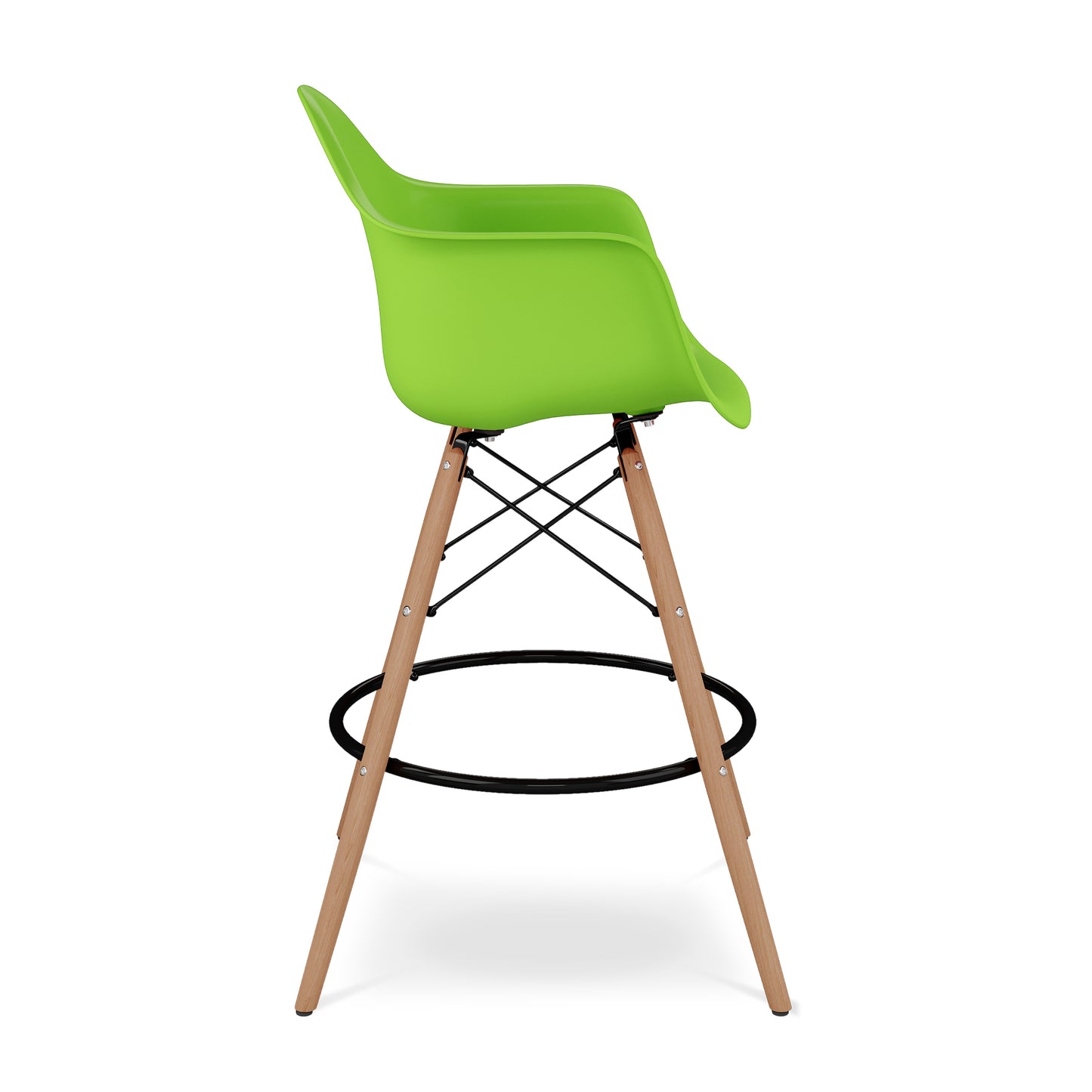 Pyramid Counter Stool With Arms, Green