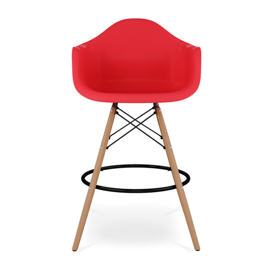 Pyramid Counter Stool With Arms, Red