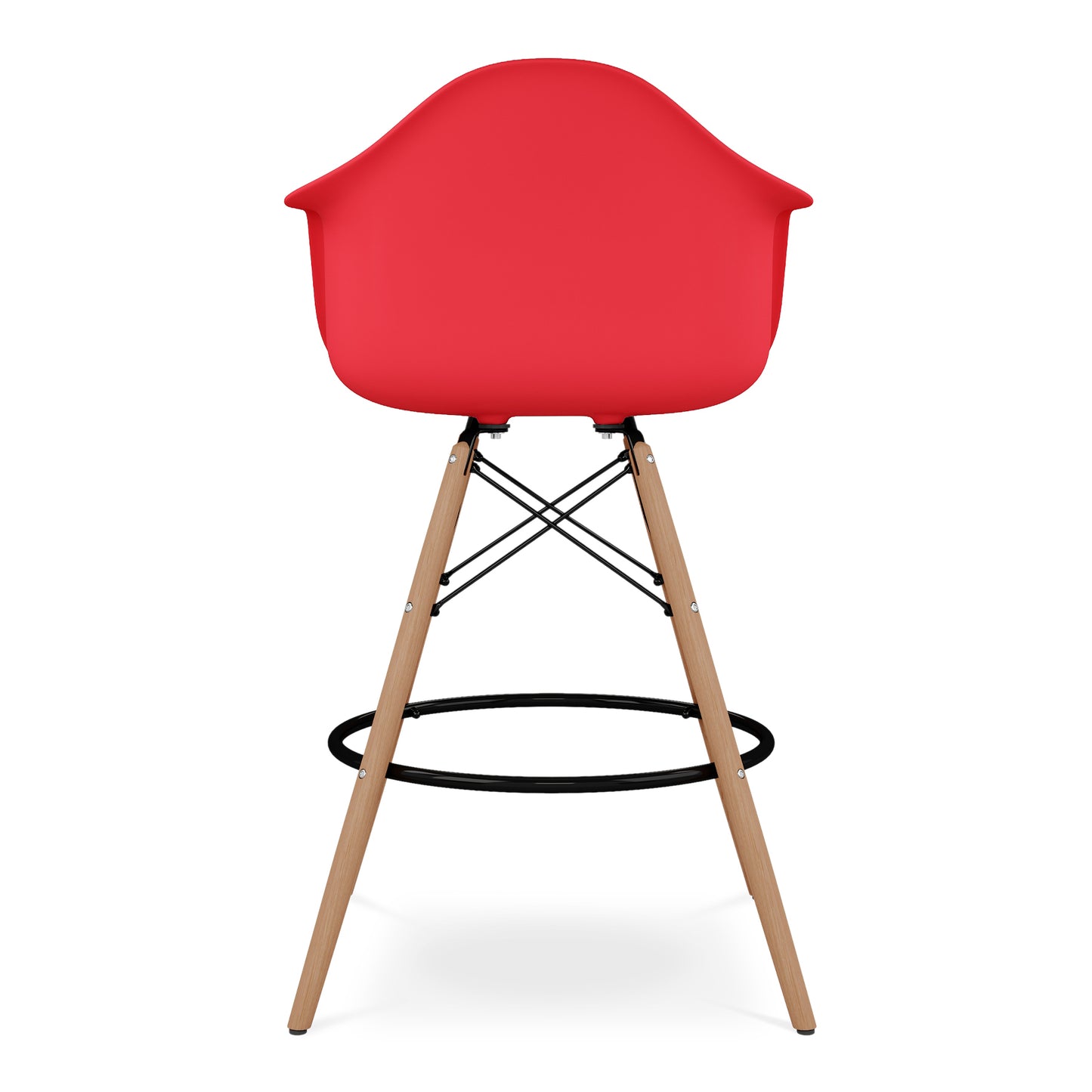Pyramid Counter Stool With Arms, Red