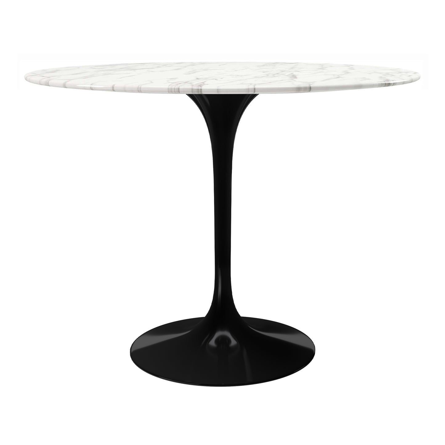 Rose 40" Round Marble Dining Table, Black Base
