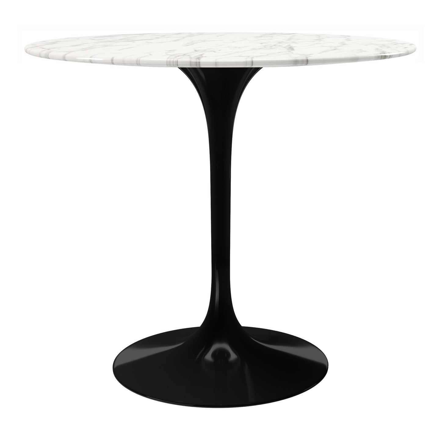Rose 32" Round Marble Dining Table, Black Base