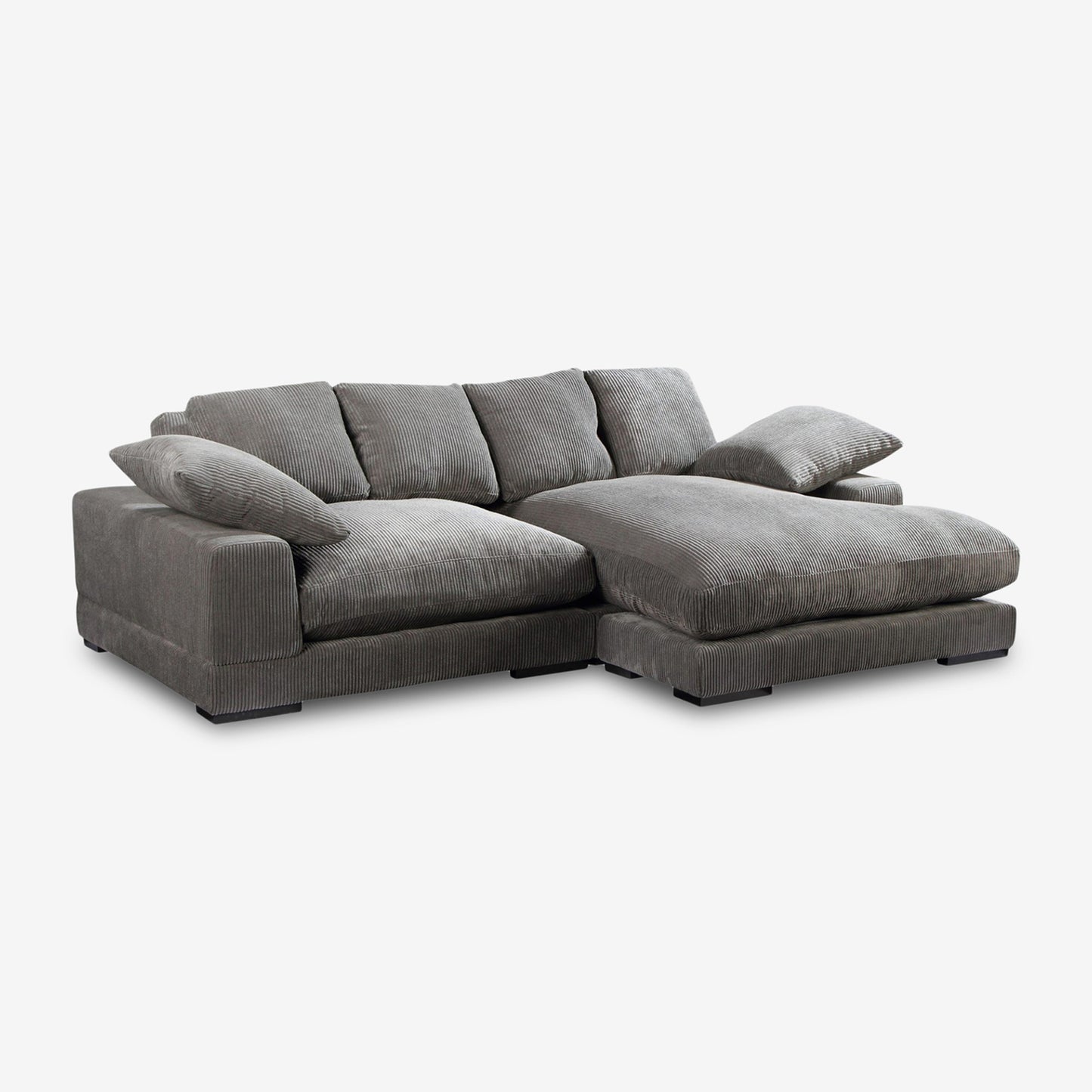Plush Reversible Deep Seat Sectional Sofa, Charcoal Gray
